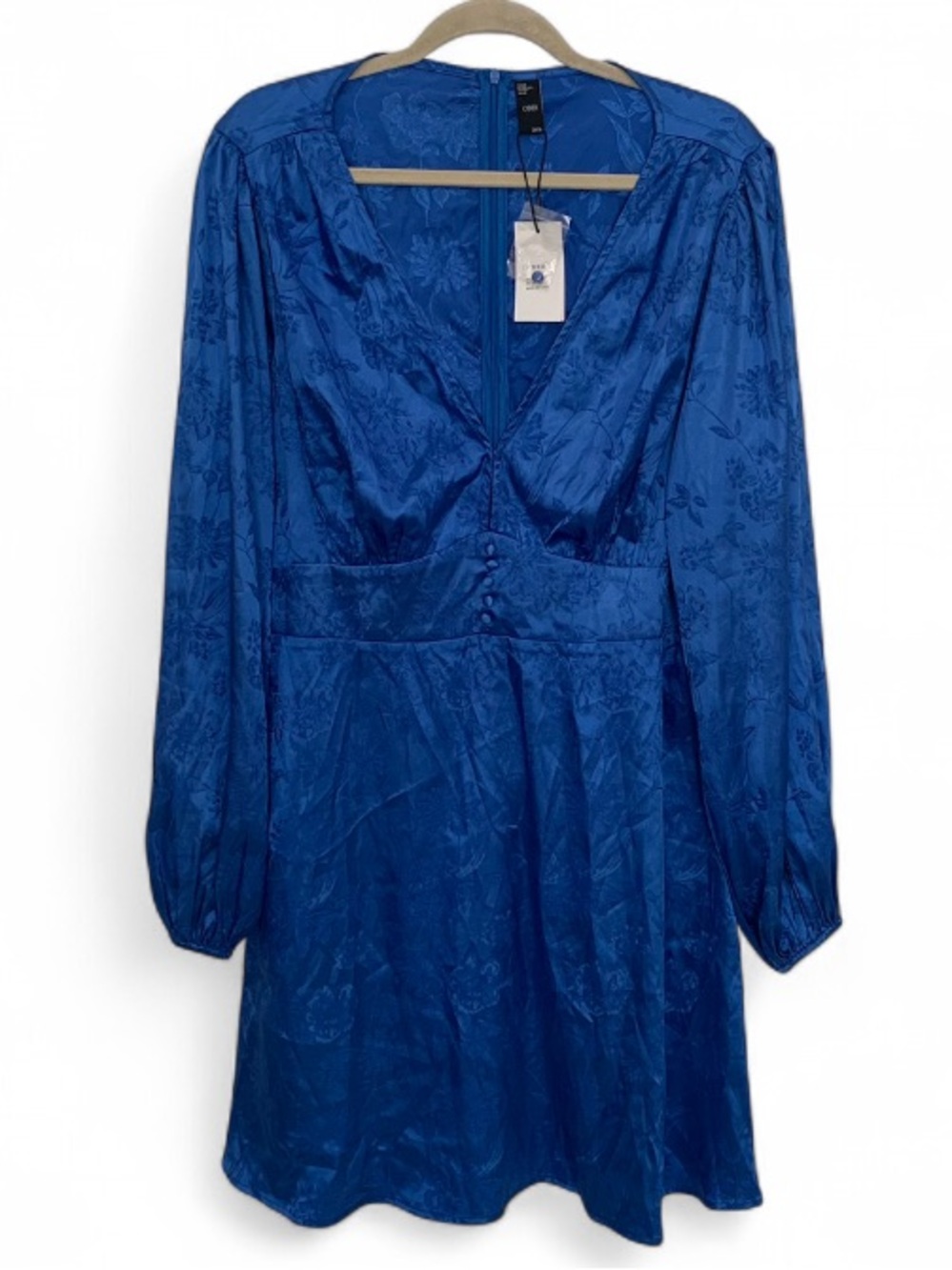 New with Tags Cider Blue Floral Embossed Long Sleeve Mini Dress